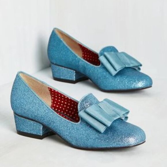 But Another Innocent Tale Blue Glitter Loafers - Picture 1 of 5